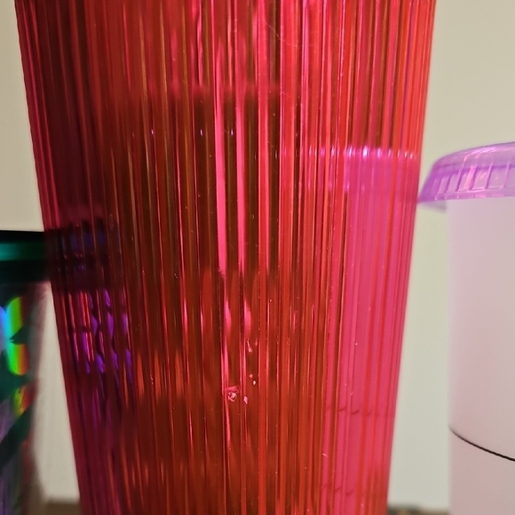 Starbucks Green and Silver, Hot Pink, Frosted Pink, and Clear FrostedTumbler Lot - Picture 3 of 11